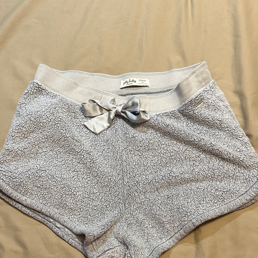 Gilly Hicks Gray Textured Pajama Shorts with Satin Bow